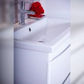 Тумба под раковину Бриклаер Вега 4627125414077 с двумя ящиками 80 см белый